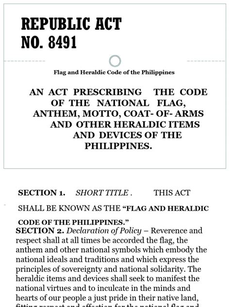 republic act 8491|REPUBLIC ACT NO. 8491 .